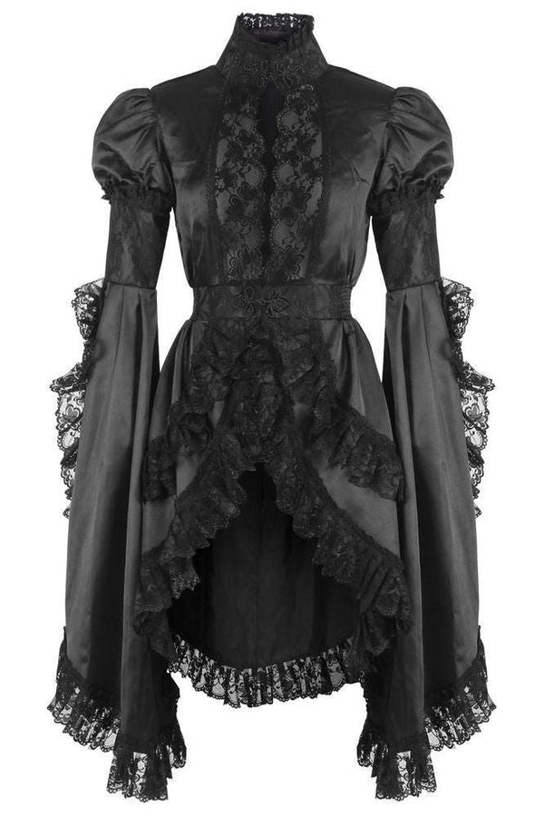 Daisy Corsets Black Satin & Lace Ruffled Jacket