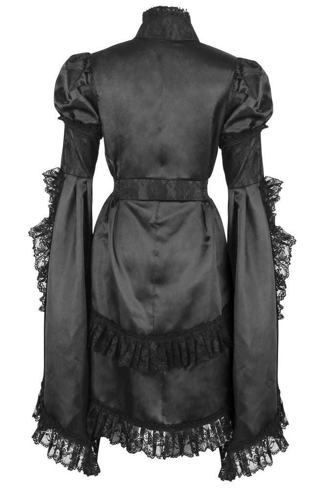 Black Satin & Lace Ruffled Jacket - Daisy Corsets