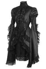 Black Satin & Lace Ruffled Jacket - Daisy Corsets