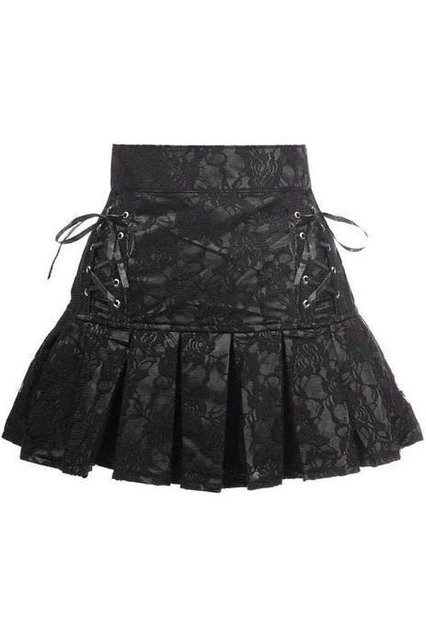 Daisy Corsets Black Satin w/Black Lace Overlay Lace-Up Skirt