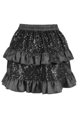 Daisy Corsets Black Sequin Ruched Bustle Skirt