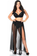 Black Sheer Glitter Skirt - Daisy Corsets
