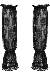 Black Sheer Lace Smocked Sleeves - Daisy Corsets