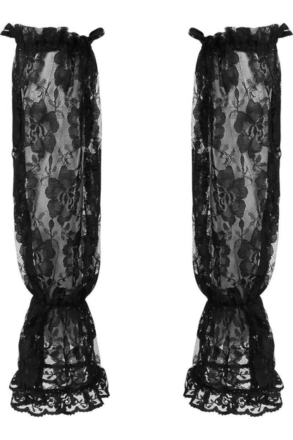 Black Sheer Lace Smocked Sleeves - Daisy Corsets