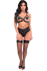 Black & Silver Spikes Body Harness - Daisy Corsets