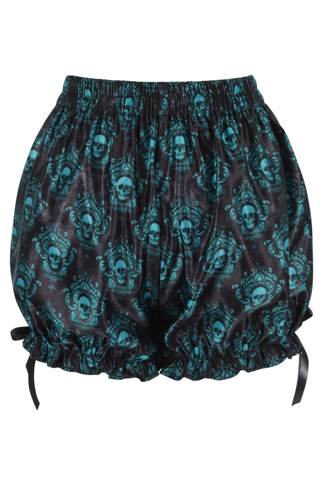 Daisy Corsets Black & Teal Gothic Skull Print Bloomers
