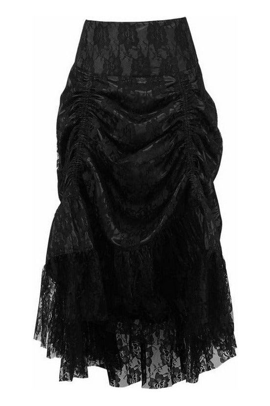 Daisy Corsets Black w/Black Lace Overlay Ruched Bustle Skirt