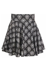 Daisy Corsets Black & White Skulls Stretch Lycra Skirt