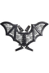 Black/Black Faux Leather & Lace Wing Harness - Daisy Corsets