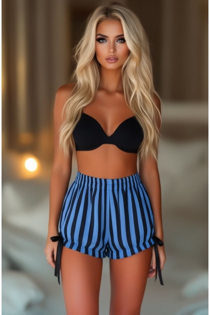 Daisy Corsets Black/Blue Striped Bloomers