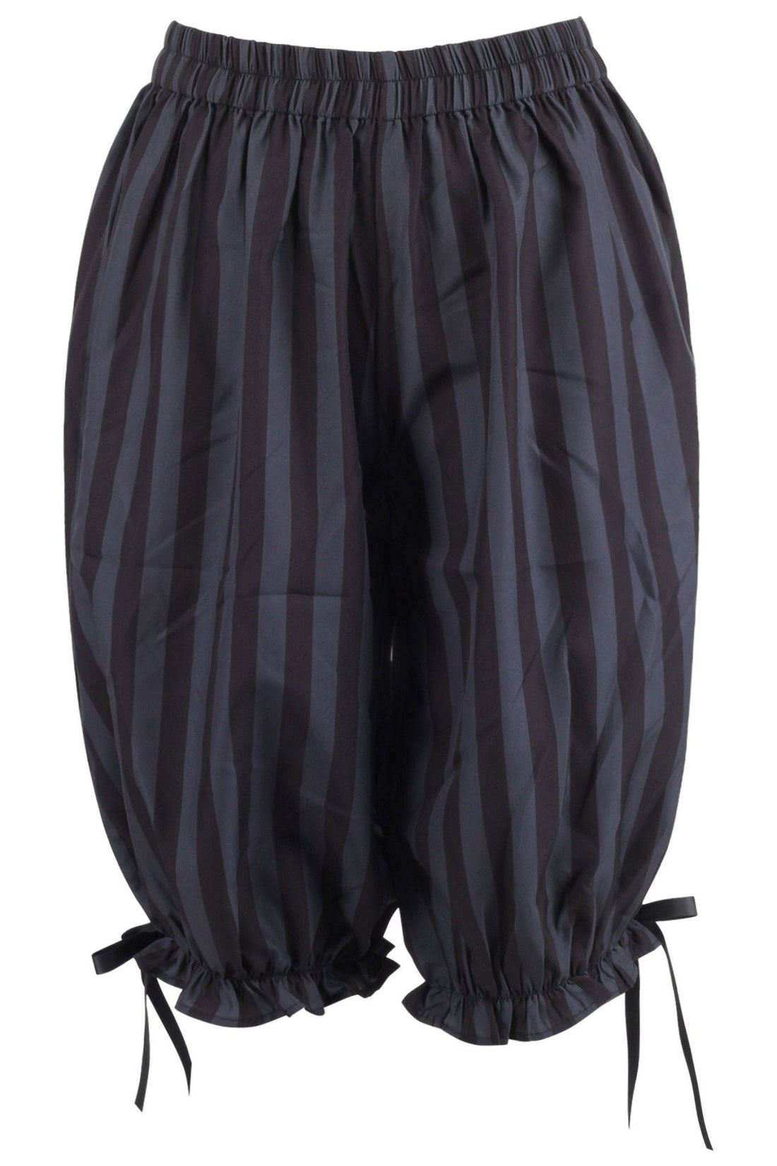 Daisy Corsets Black/Dark Grey Striped Crepe Long Bloomers