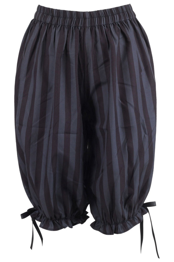 Daisy Corsets Black/Dark Grey Striped Crepe Long Bloomers