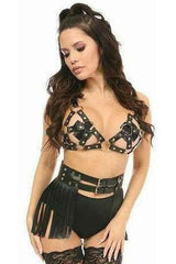 Black/Gold Strappy Harness Bra Top - Daisy Corsets