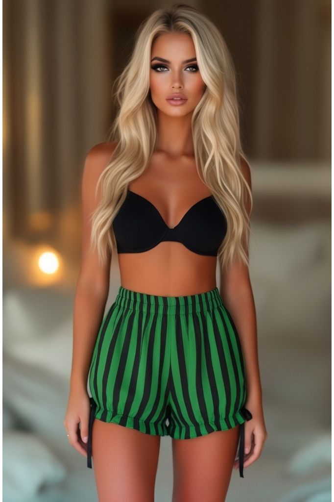 Daisy Corsets Black/Green Striped Bloomers