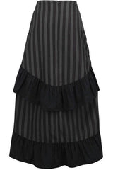 Daisy Corsets Black/Grey Stripe Adjustable High Low Skirt