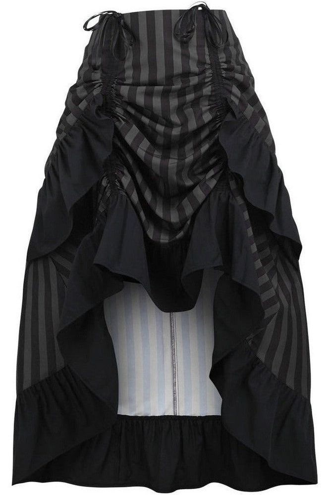 Daisy Corsets Black/Grey Stripe Adjustable High Low Skirt