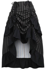 Daisy Corsets Black/Grey Stripe Adjustable High Low Skirt