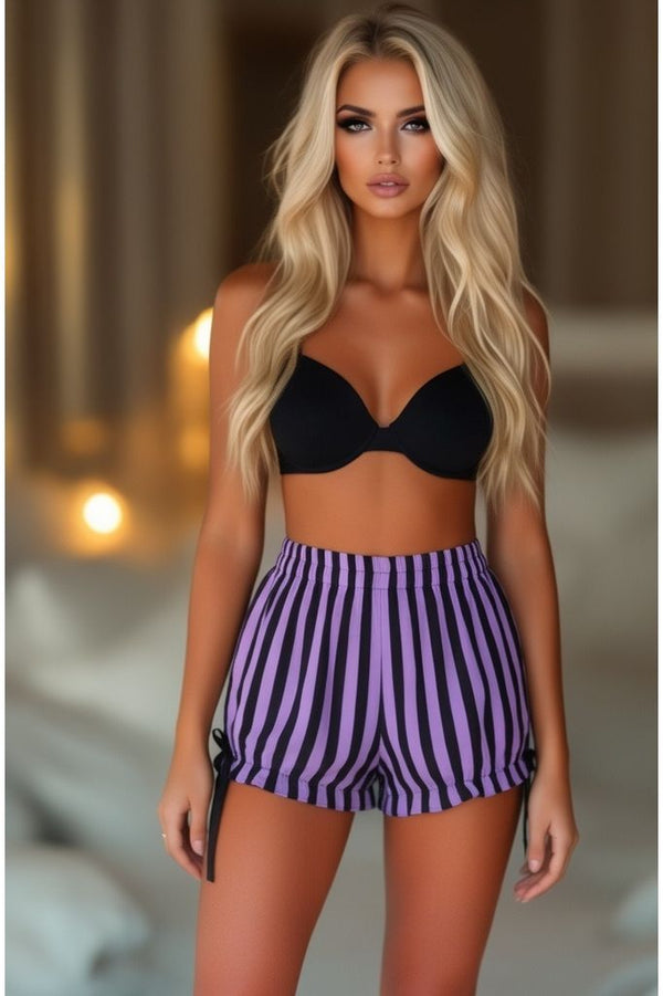 Daisy Corsets Black/Light Purple Striped Bloomers