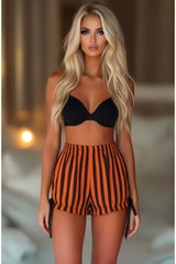 Daisy Corsets Black/Orange Striped Bloomers