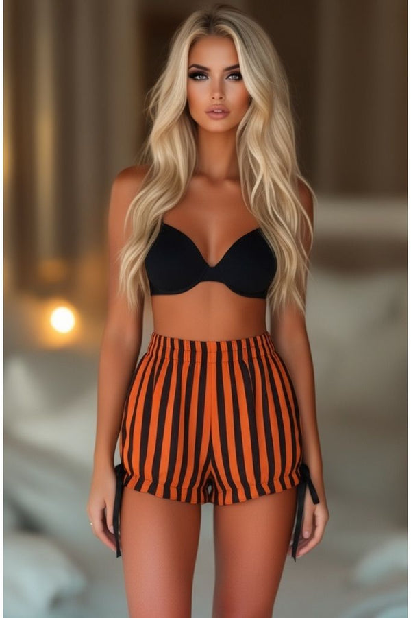 Daisy Corsets Black/Orange Striped Bloomers