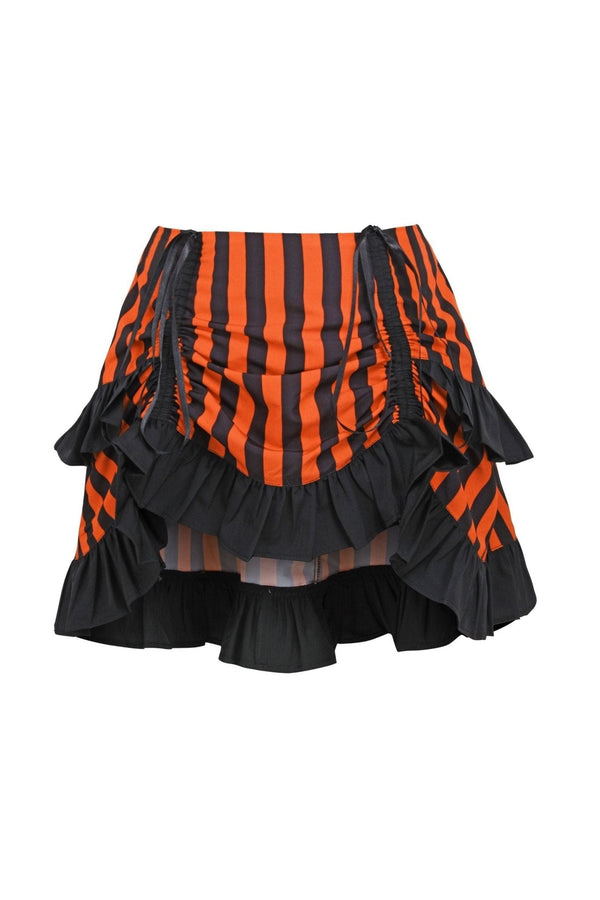Daisy Corsets Black/Orange Striped Ruched Bustle Skirt