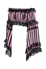 Daisy Corsets Striped Smocked Flare Sleeve Peasant Top