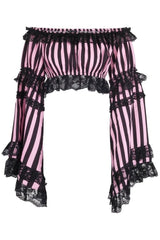Daisy Corsets Striped Smocked Flare Sleeve Peasant Top
