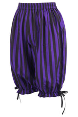 Daisy Corsets Black/Purple Striped Crepe Long Bloomers