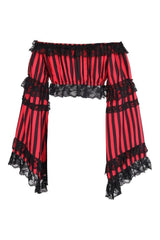 Daisy Corsets Striped Smocked Flare Sleeve Peasant Top