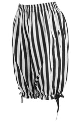 Black/White Striped Crepe Long Bloomers - Daisy Corsets