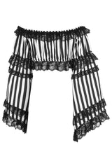 Daisy Corsets Striped Smocked Flare Sleeve Peasant Top