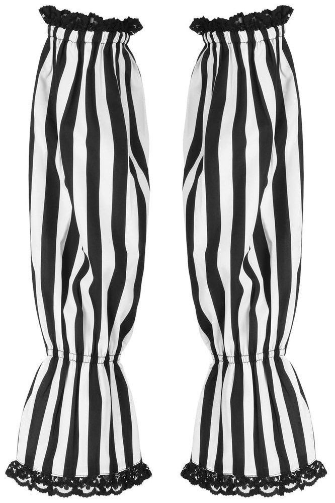 Daisy Corsets Black/White Striped Smocked Sleeves