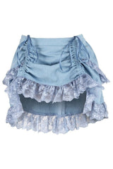 Daisy Corsets Light Blue Denim Ruched Bustle Skirt w/Lace