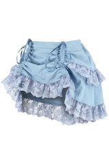 Daisy Corsets Light Blue Denim Ruched Bustle Skirt w/Lace