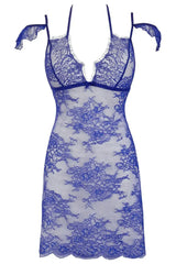 Axami Blueberry Lace Babydoll: transparent blue, extremely feminine, with delicate lace and matching panty.