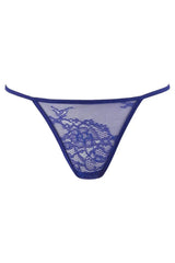 Axami Blueberry Lace Babydoll matching transparent blue lace thong panty.