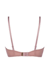 Back view of Axami Blush Rose push-up bra with delicate pink lace, adjustable straps, and hook-and-eye closure.
