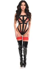 BOXED Black Stretchy Body Harness Bodysuit w/Silver Hardware - Daisy Corsets