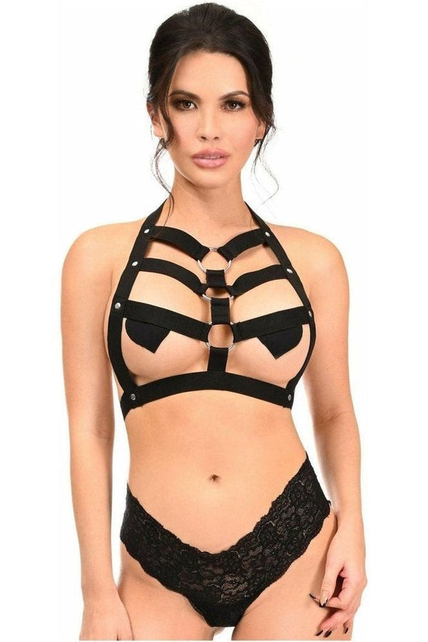 Daisy Corsets Boxed Black Stretchy Body Harness w/Silver Hardware HAR-606