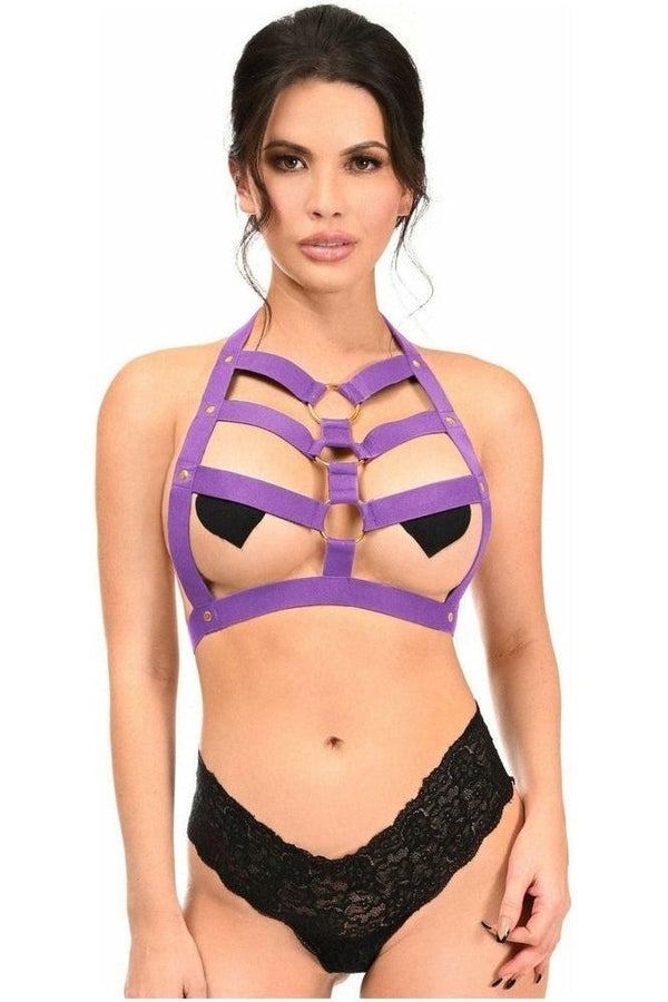 Daisy Corsets Boxed Dark Purple Stretchy Body Harness w/Gold Hardware HAR-610