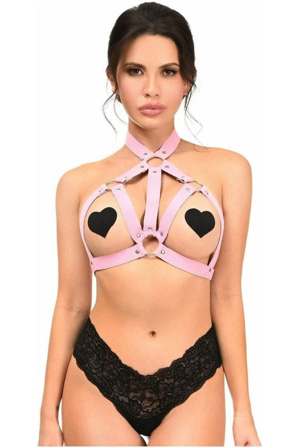 Daisy Corsets Boxed Lt Pink Stretchy Body Harness w/Silver Hardware HAR-601