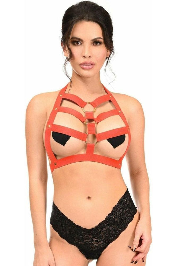 Daisy Corsets Boxed Red Stretchy Body Harness w/Gold Hardware HAR-608