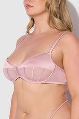 Brigeta Satin & Mesh Corseted Bra & Open Back Hipster Set