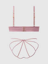 Brigeta Satin & Mesh Corseted Bra & Open Back Hipster Set