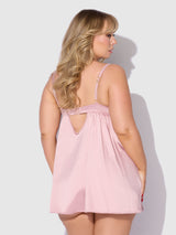 Brigeta Satin & Mesh Corsetted Babydoll Set