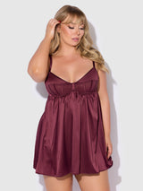 House of Desire Queen Brigeta Satin & Mesh Corsetted Babydoll Set