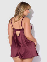 Brigeta Satin & Mesh Corsetted Babydoll Set