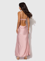 Brigeta Satin Mono Wire Long Gown Mauve