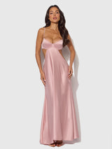 Brigeta Satin Mono Wire Long Gown Mauve