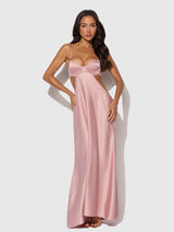 Brigeta Satin Mono Wire Long Gown Mauve